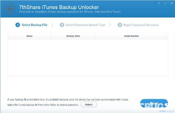 7thShare iTunes Backup Unlocker(iTunes備份解鎖器)