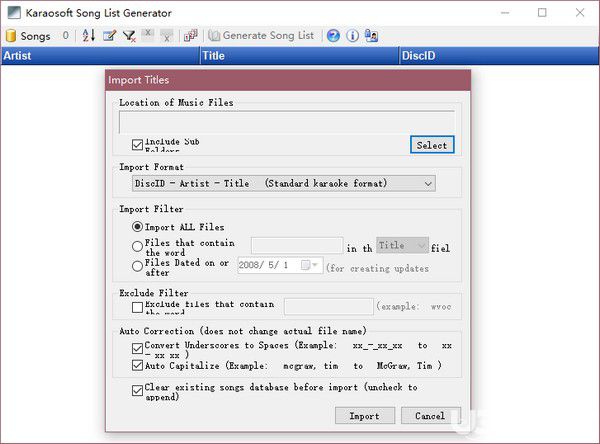 Karaosoft Song List Generator