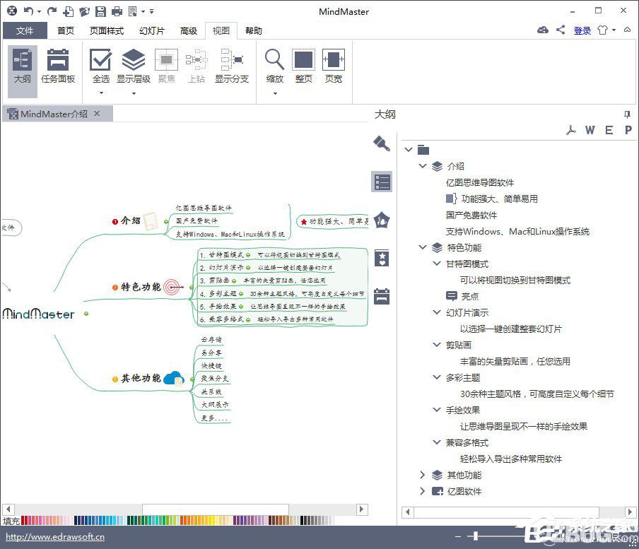 Mindmaster(億圖思維導圖)大綱功能使用方法介紹