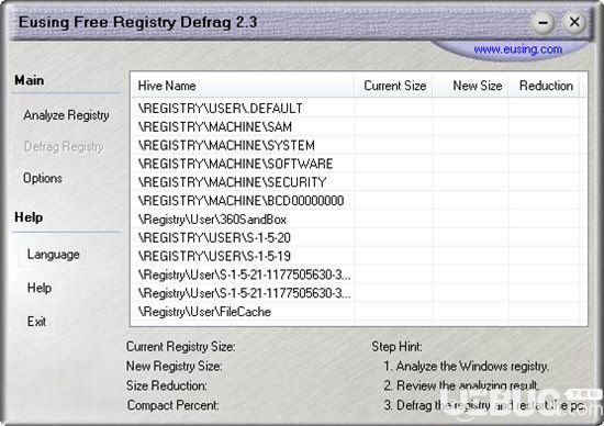 Eusing Free Registry Defrag