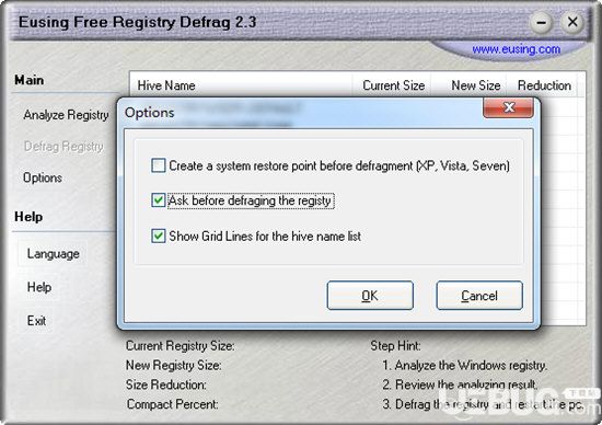 Eusing Free Registry Defrag