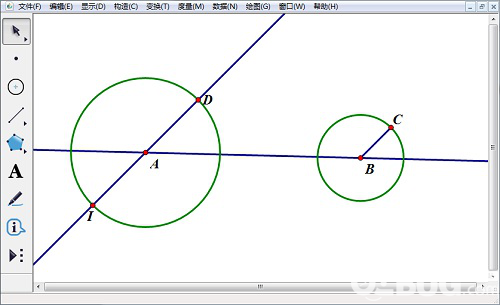 怎么使用幾何畫板畫兩圓的內公切線