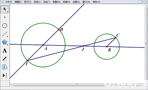 怎么使用幾何畫板畫兩圓的內公切線
