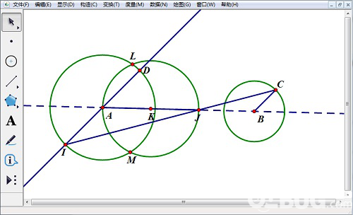 怎么使用幾何畫板畫兩圓的內公切線