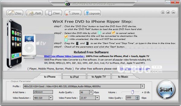 WinX Free DVD to iPhone Ripper v3.2.11.0免費版