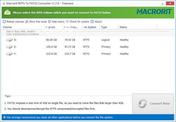 Macrorit NTFS to FAT32 Converter v1.7.6免費(fèi)版