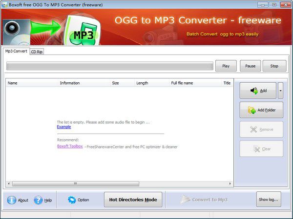 Boxoft free Ogg to MP3 Converter v1.0免費(fèi)版【2】