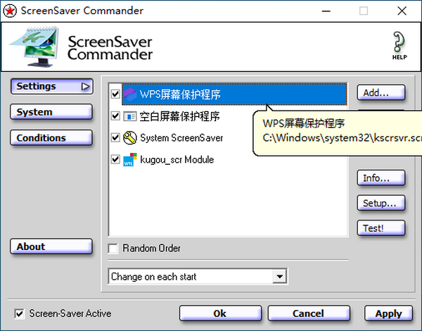 ScreenSaver Commander(屏幕保護(hù)程序管理器)