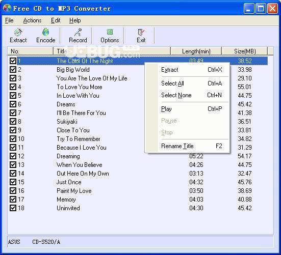 Eusing Free CD to MP3 Converter(CD翻錄工具)