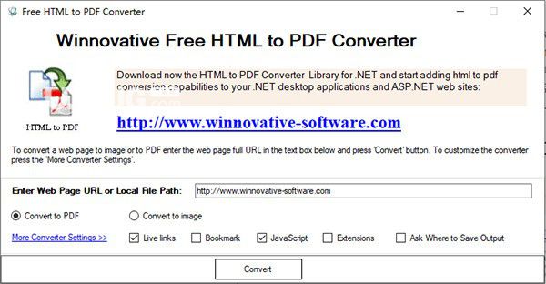 Winnovative Free HTML to PDF Converter(文件格式轉(zhuǎn)換工具)