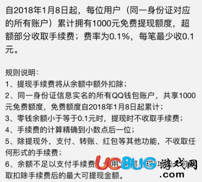 《QQ錢包》提現超額部分收取手續(xù)費費率是多少